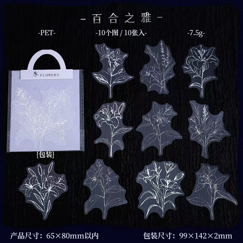 B-31  Sticker pack Line art flowers