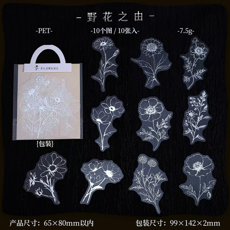 B-31  Sticker pack Line art flowers