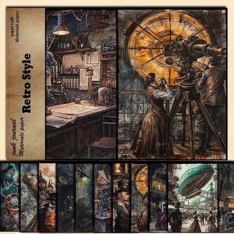C -12   Retro Industrial Revolution mechanical background paper