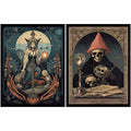 C-5  Retro dark horror skeleton niche background paper