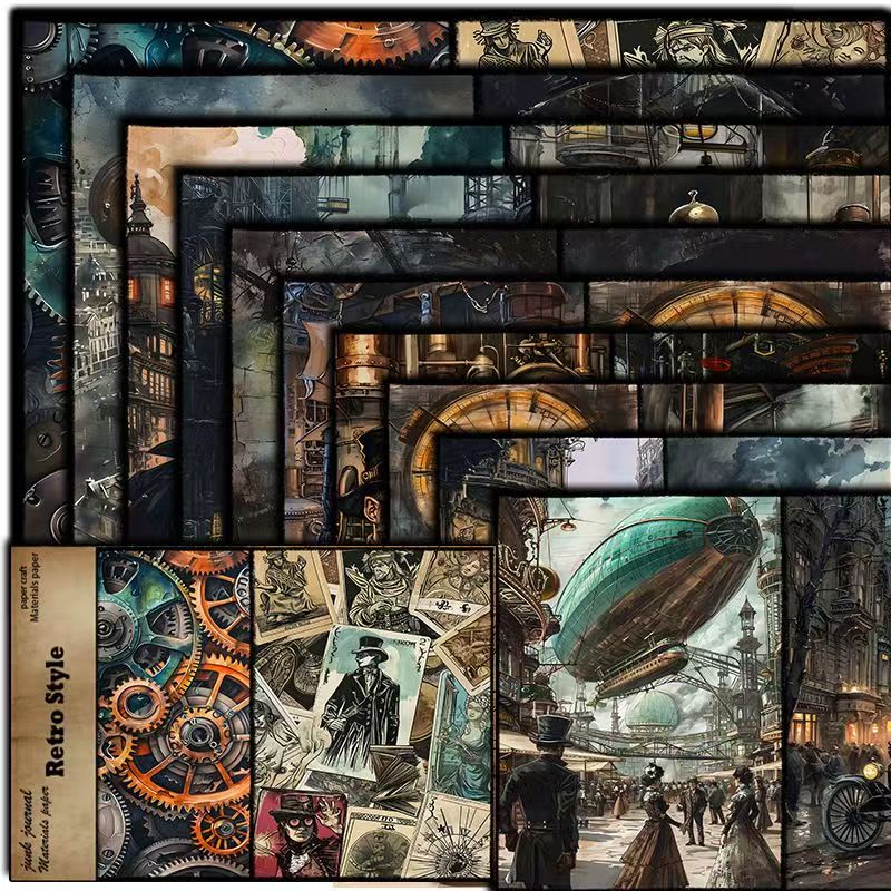 C -12   Retro Industrial Revolution mechanical background paper
