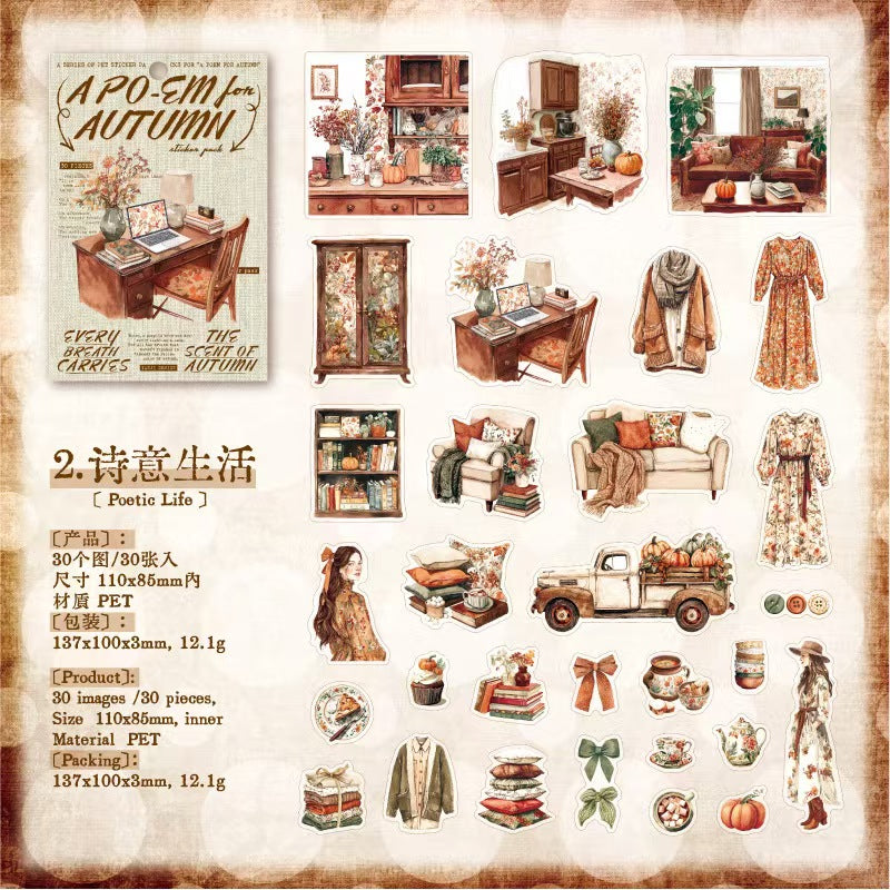 B-7 PET sticker pack Poetry for Autumn