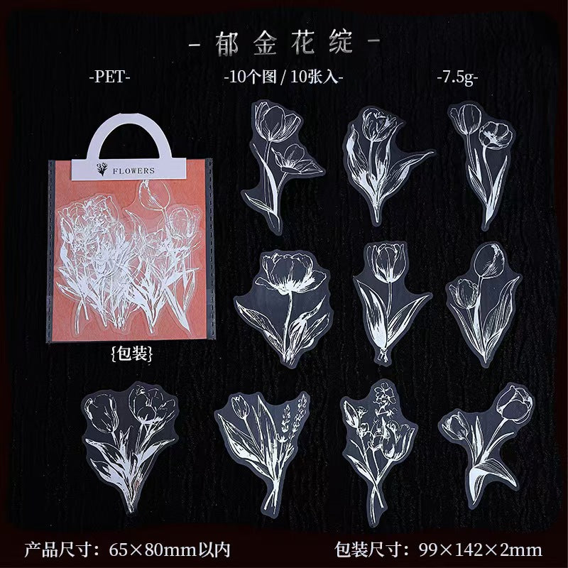 B-31  Sticker pack Line art flowers