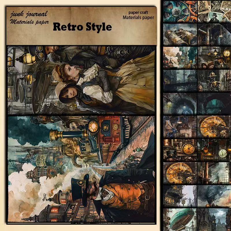 C -12   Retro Industrial Revolution mechanical background paper