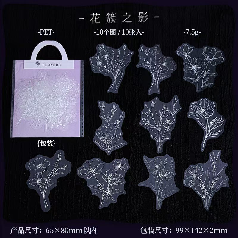 B-31  Sticker pack Line art flowers