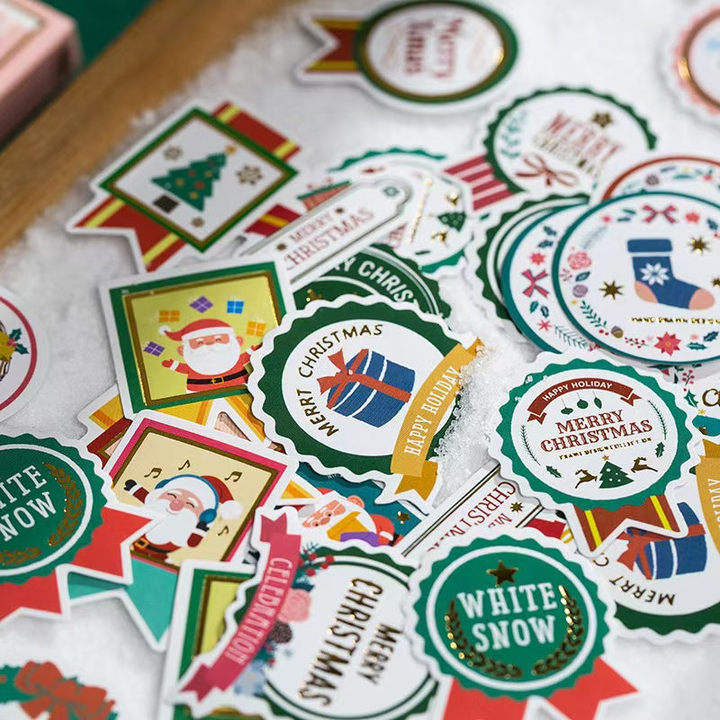 B-15  Christmas gold foil stickers
