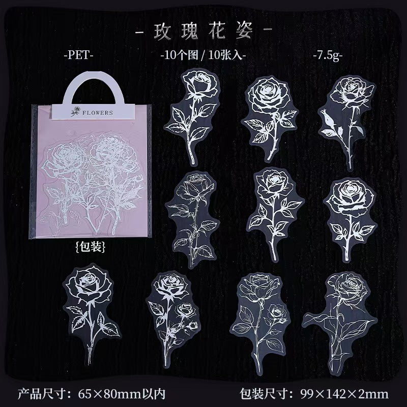 B-31  Sticker pack Line art flowers