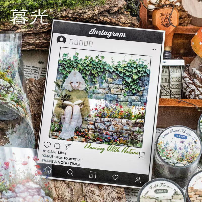 A-7 PET Landscape Tape - Green Floral Wall